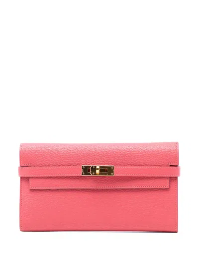 Pre-owned Hermes 2017 Chevre Mysore Kelly Longue Wallet Long Wallets In Pink