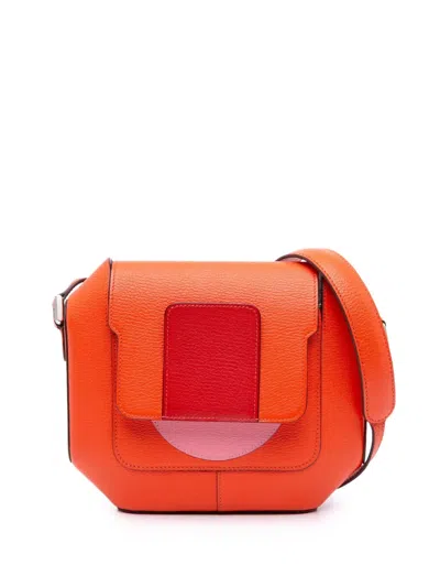Pre-owned Hermes 2017 Chevre Mysore Octogone 23 Crossbody Bag In Orange