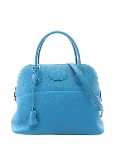 Pre-owned Hermes 2017 Clemence Bolide 31 Satchel In Blue