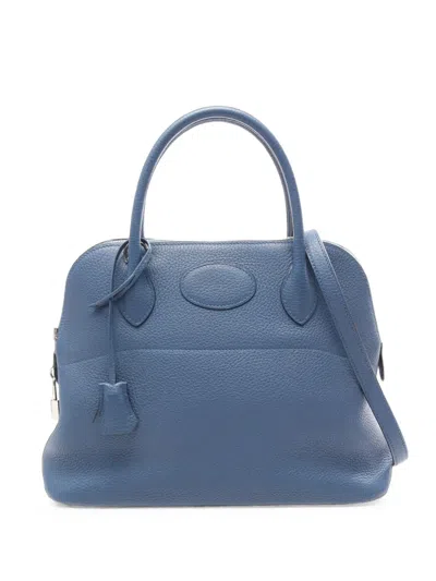 Pre-owned Hermes 2017 Clemence Bolide 31 Satchel In Blue