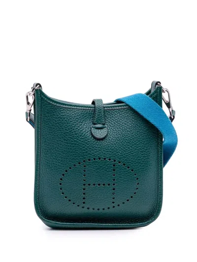 Pre-owned Hermes 2017 Clemence Evelyne Tpm Crossbody Bag In Green