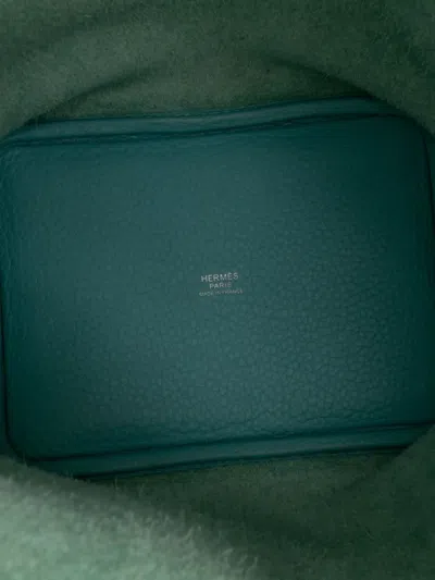 Pre-owned Hermes 2017 Clemence Picotin Lock 18 Handbag In Blue