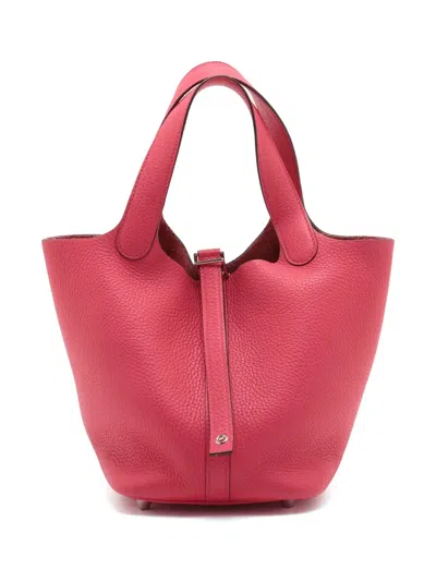Pre-owned Hermes 2017 Clemence Picotin Lock 18 Handbag In Pink