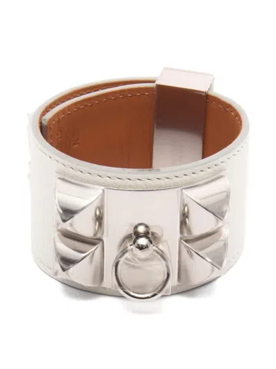 Pre-owned Hermes 2017 Collier De Chien Bracelet In Silver