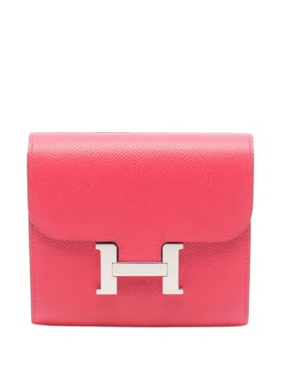 Pre-owned Hermes 2017 Constance Compact Wallet In Pink