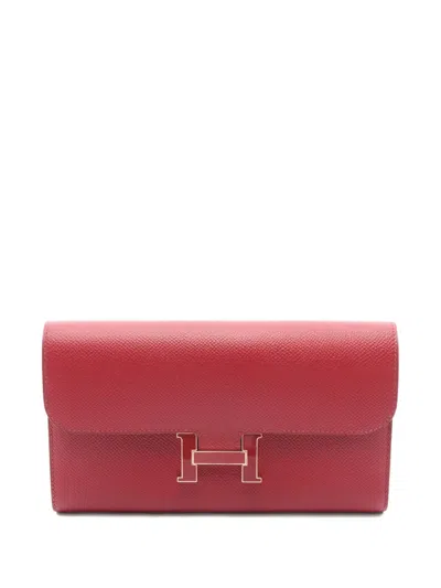 Pre-owned Hermes 2017 Constance Long Bi-fold Wallet In Red