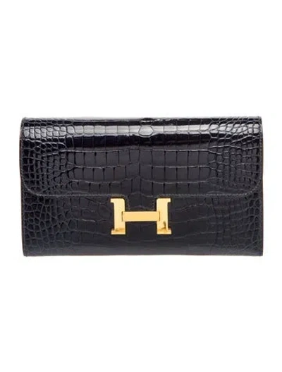 Pre-owned Hermes 2017 Constance Long Wallet In Blue