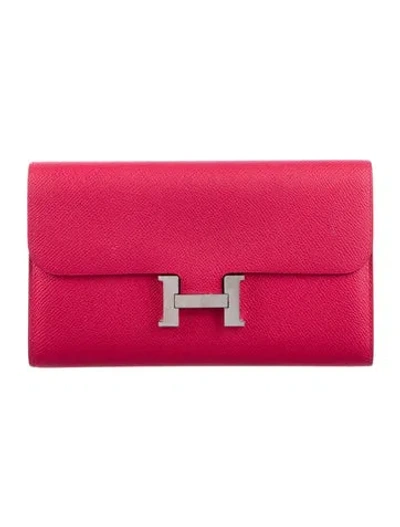 Pre-owned Hermes 2017 Constance Long Wallet In Pink