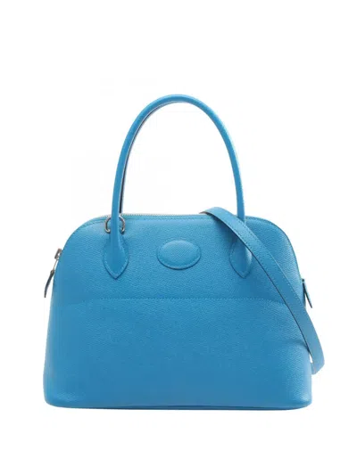 Pre-owned Hermes 2017 Epsom Bolide 27 Satchel In Blue