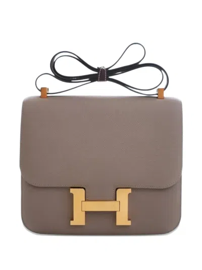 Pre-owned Hermes 2017 Epsom Constance 24 Crossbody Bag In Brown