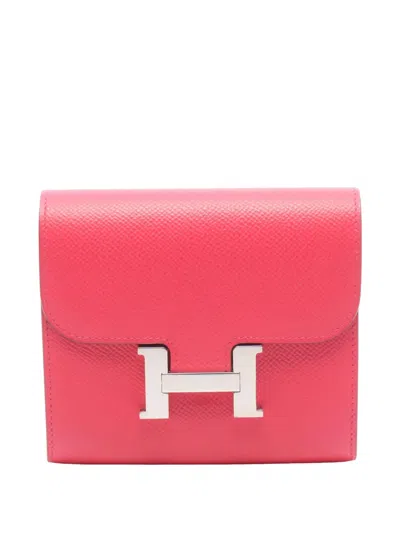 Pre-owned Hermes 2017 Epsom Constance Compact Wallet Small Wallets In Pink