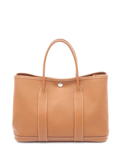 Pre-owned Hermes 2017 Epsom Garden Party Tpm Tote Bag In Brown