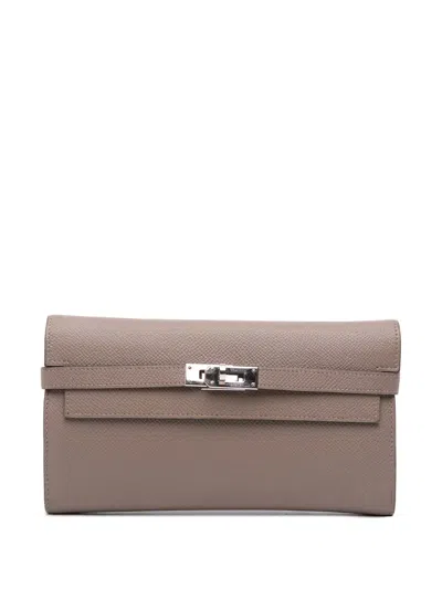 Pre-owned Hermes 2017 Epsom Kelly Longue Wallet Long Wallets In Brown
