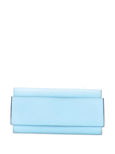 Pre-owned Hermes 2017 Epsom Passant Wallet Long Wallets In Blue