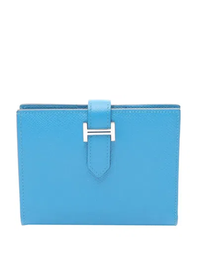 Pre-owned Hermes 2017 Epson Bearn Compact Small Wallets In Blue