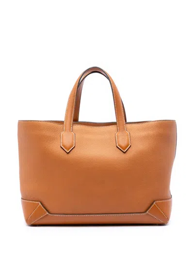 Pre-owned Hermes 2017 Evercolor Epsom Maxibox Cabas 30 Tote Bag In Brown