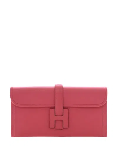 Pre-owned Hermes 2017 Evercolor Jige Elan 29 Clutch Bag In Pink