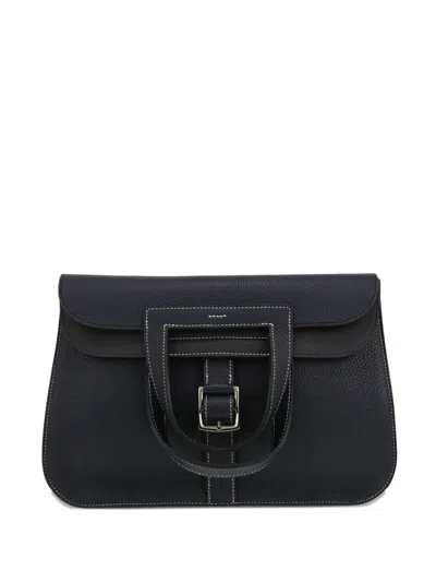 Pre-owned Hermes 2017 Halzan Buckle Leather Tote Bag In Blue