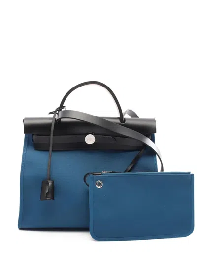 Pre-owned Hermes 2017 Herbag Zip Pm Tote Bag In Blue