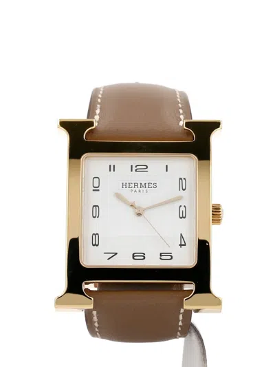 Pre-owned Hermes 2017 Heure H Ardillon Buckle 30mm Watch In Brown