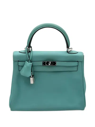 Pre-owned Hermes 2017 Kelly 25 Tote Bag In Blue