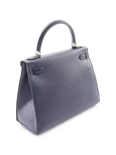 Pre-owned Hermes 2017 Kelly 28 Leather Tote Bag In Blue