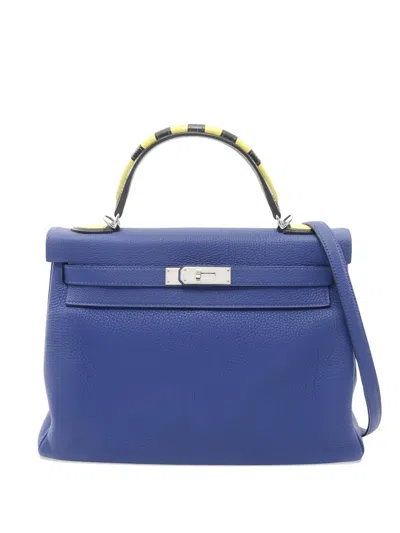 Pre-owned Hermes 2017 Kelly 32 Tote Bag In Blue