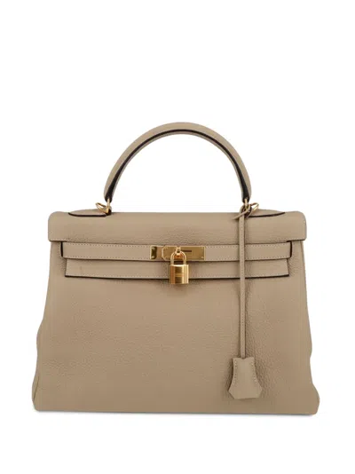 Pre-owned Hermes  Kelly 32 Two-way Handbag In Neutrals