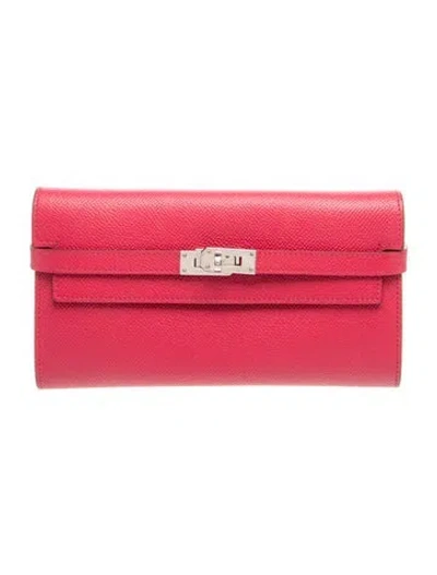 Pre-owned Hermes 2017 Kelly Classic Wallet In Pink