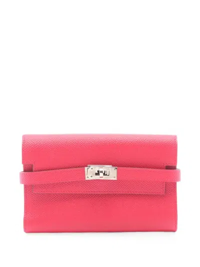 Pre-owned Hermes 2017 Kelly Trifold Wallet In Pink