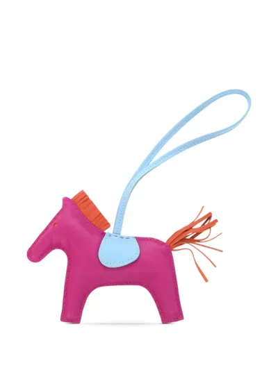 Pre-owned Hermes 2017 Milo Lambskin Swift Grigri Rodeo Horse Bag Charm Mm Key Chain In Pink