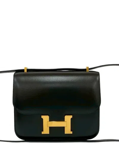 Pre-owned Hermes 2017 Mini Box Calf Constance Iii 18 Crossbody Bag In Black