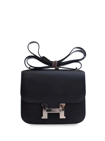 Pre-owned Hermes 2017 Mini Swift Marble Constance 18 Crossbody Bag In Black