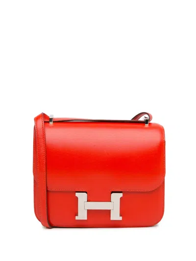 Pre-owned Hermes 2017 Mini Tadelakt Constance 18 Crossbody Bag In Red