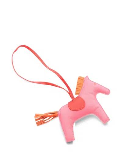 Pre-owned Hermes 2017 Mm Rodeo Bag Charm In Pink