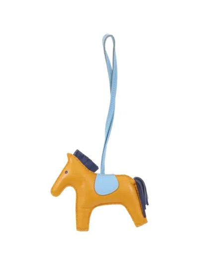 Pre-owned Hermes 2017 Mm Rodeo Leather Charm In Yellow