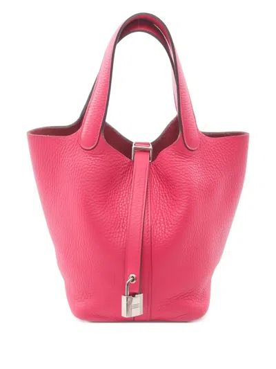 Pre-owned Hermes 2017 Picotin Lock Pm Leather Tote Bag In Pink