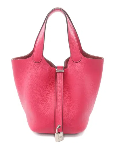 Pre-owned Hermes 2017 Picotin Lock Pm Leather Tote Bag In Pink