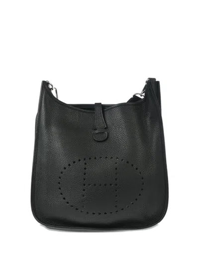Pre-owned Hermes 2017 Pm Evelyne Pebbled-grain Shoulder Bag In Black
