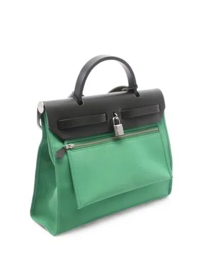 Pre-owned Hermes 2017 Pm Herbag Zip Handbag In Green