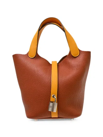 Pre-owned Hermes 2017 Pm Picotin Lock 18 Tote Bag In Brown