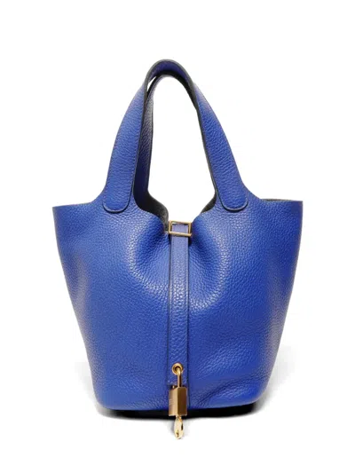 Pre-owned Hermes 2017 Pm Picotin Lock Handbag In Blue