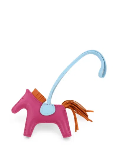 Pre-owned Hermes 2017 Pm Rodeo Milo Horse Bag Charm In Pink