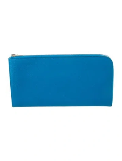 Pre-owned Hermes 2017 Remix Voyage Wallet In Blue
