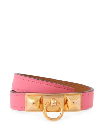Pre-owned Hermes 2017 Rivale Double Tour Bracelet In Gold