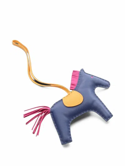 Pre-owned Hermes 2017 Rodeo Mm Bag Charm In Blue