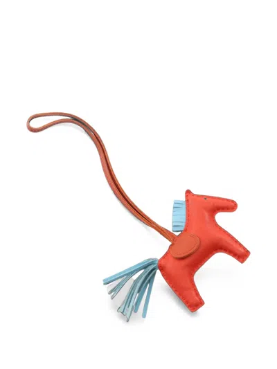 Pre-owned Hermes 2017 Rodeo Pm Horse Bag Charm In Red