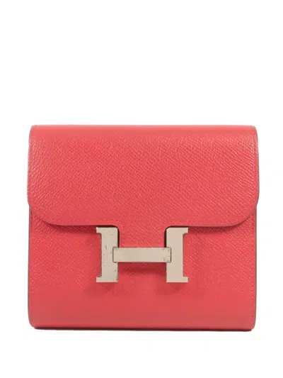 Pre-owned Hermes 2017 Short Constance Wallet In Red