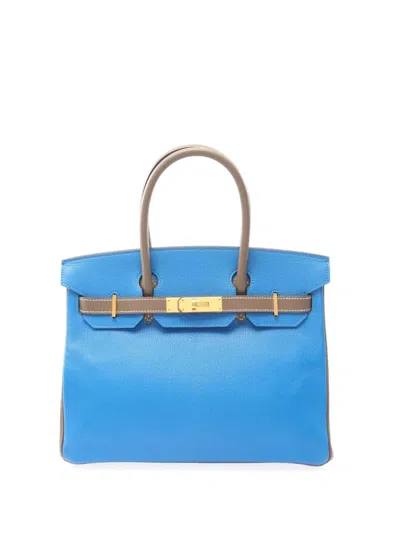 Pre-owned Hermes 2017 Special Order Bicolor Chevre Mysore Birkin 30 Handbag In Brown