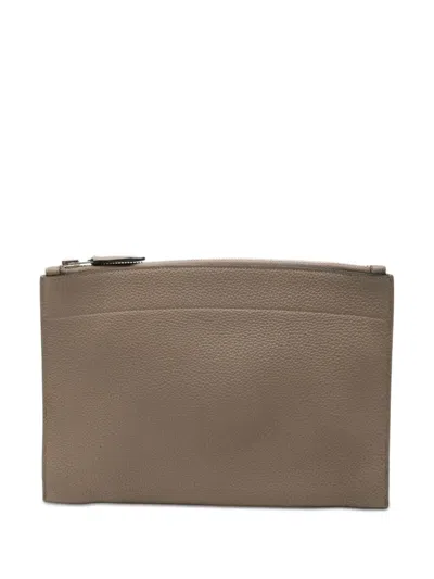 Pre-owned Hermes 2017 Togo Bazar Pouch Pm Clutch Bag In Brown